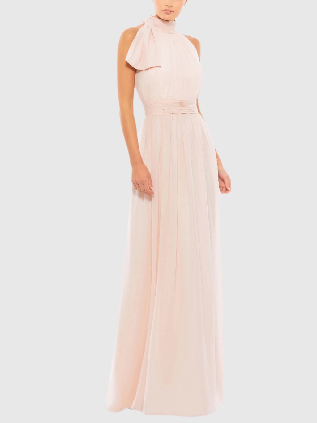 Ieena For Mac Duggal Pink Chiffon High Neck Gown 55035 Size 10